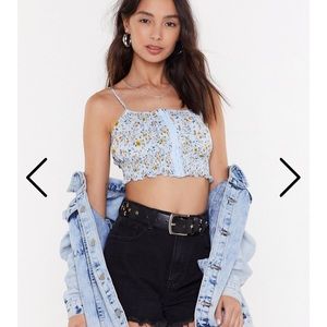 NastyGal Floral Hook and Eye crop top